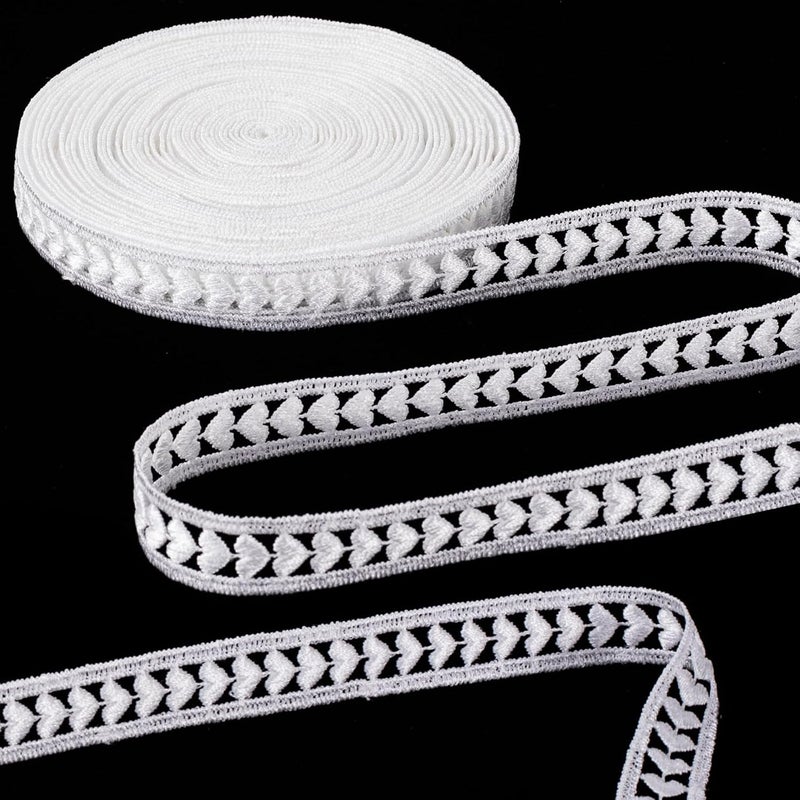 Deozu 4 Yards White Lace Trim, Vintage Crocheted Lace Ribbons, Embroidery Laces for DIY Crafts, Bouquet, Sewing, Wedding, Wrapping, Decoration (Heart) - Image 1